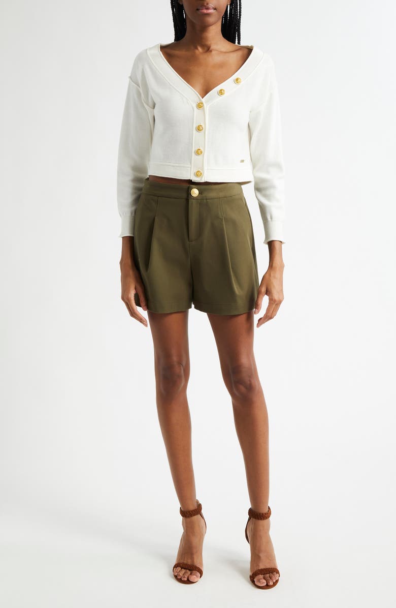 L'AGENCE Nopal Off the Shoulder Crop Cardigan, Alternate, color, Ivory/ Gold