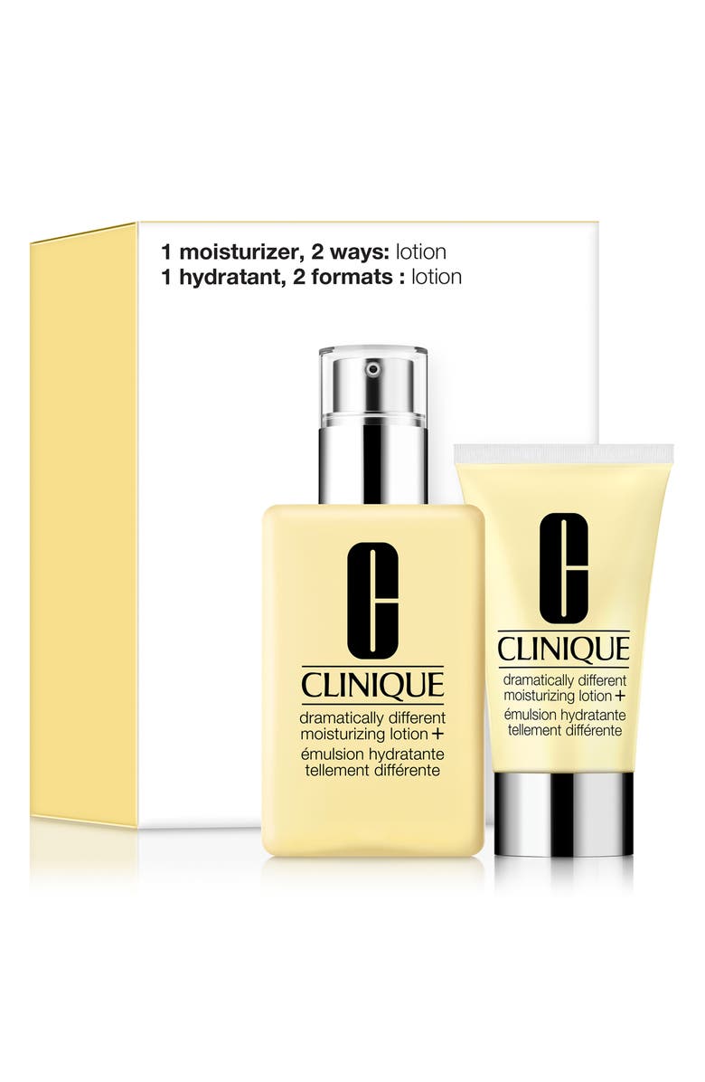 Clinique Dramatically Different Moisturizer Lotion + Face Moisturizer Duo Set $62 Value, Main, color, 