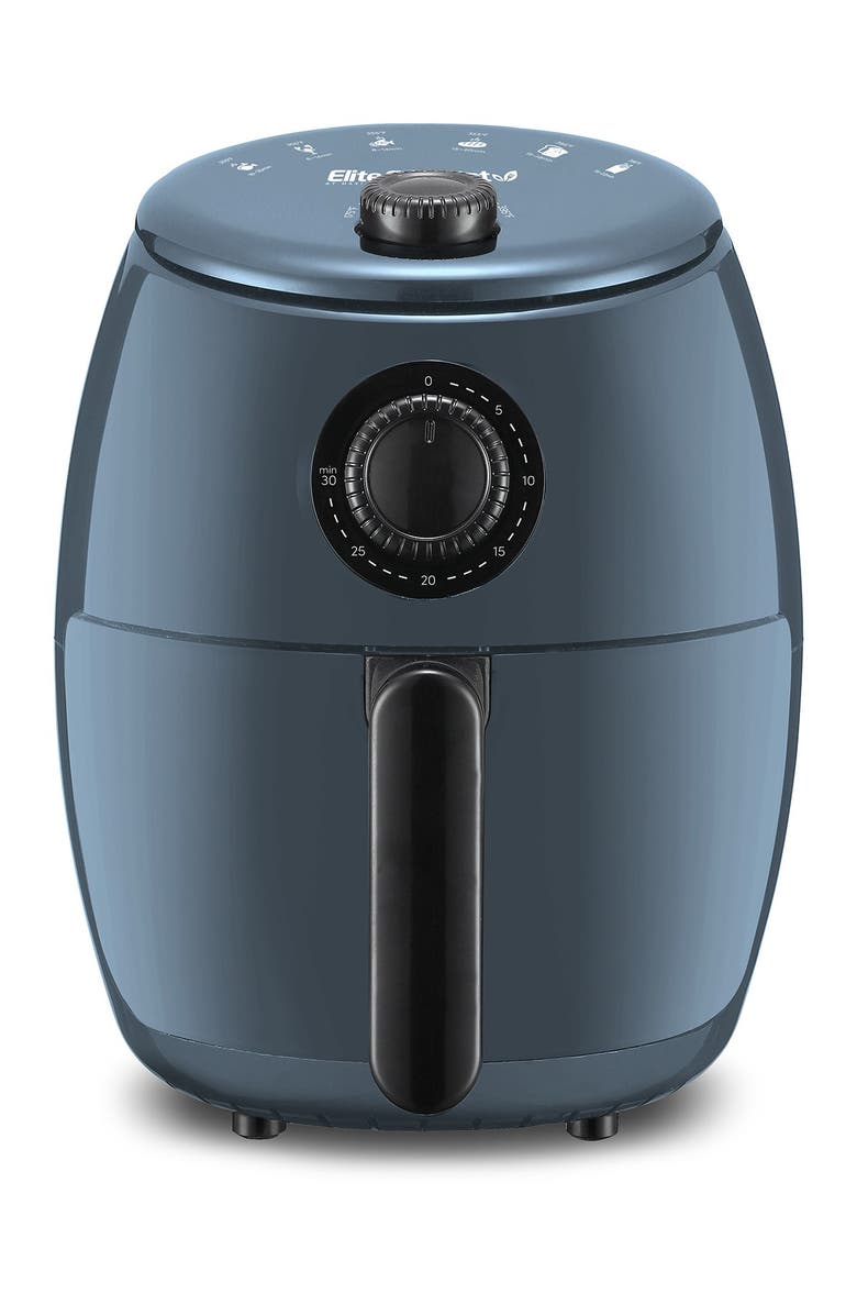 MAXI-MATIC Elite Gourmet 2.1qt Hot Air Fryer with Adjustable Timer and Temperature - Blue Grey, Main, color, 