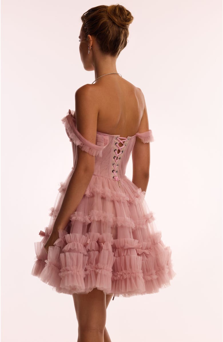 Milla Fitted Tulle Mini Dress With Ruffles for Special Occasions, Alternate, color, Misty Rose