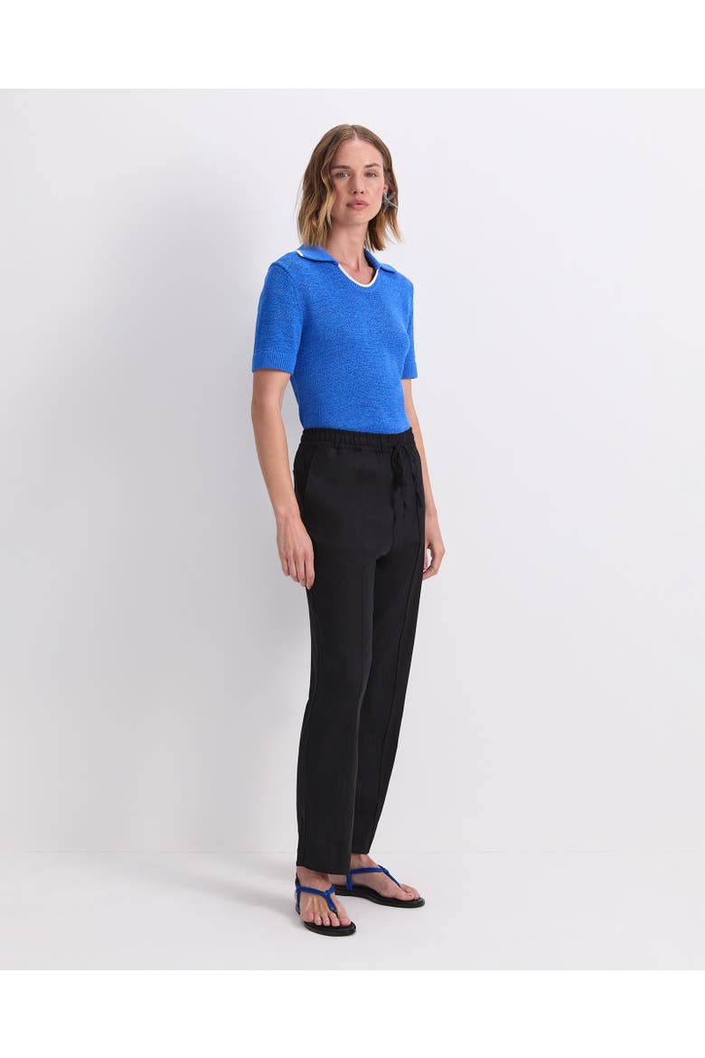 Rosa Tapered Linen Blend Trousers, Alternate, color, Black