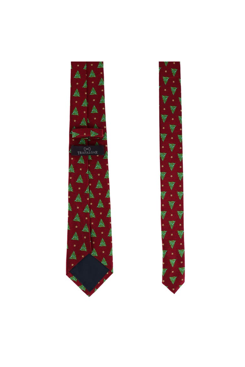 Big and Tall Oh Christmas Tree Novelty Silk Necktie, Alternate, color, Red