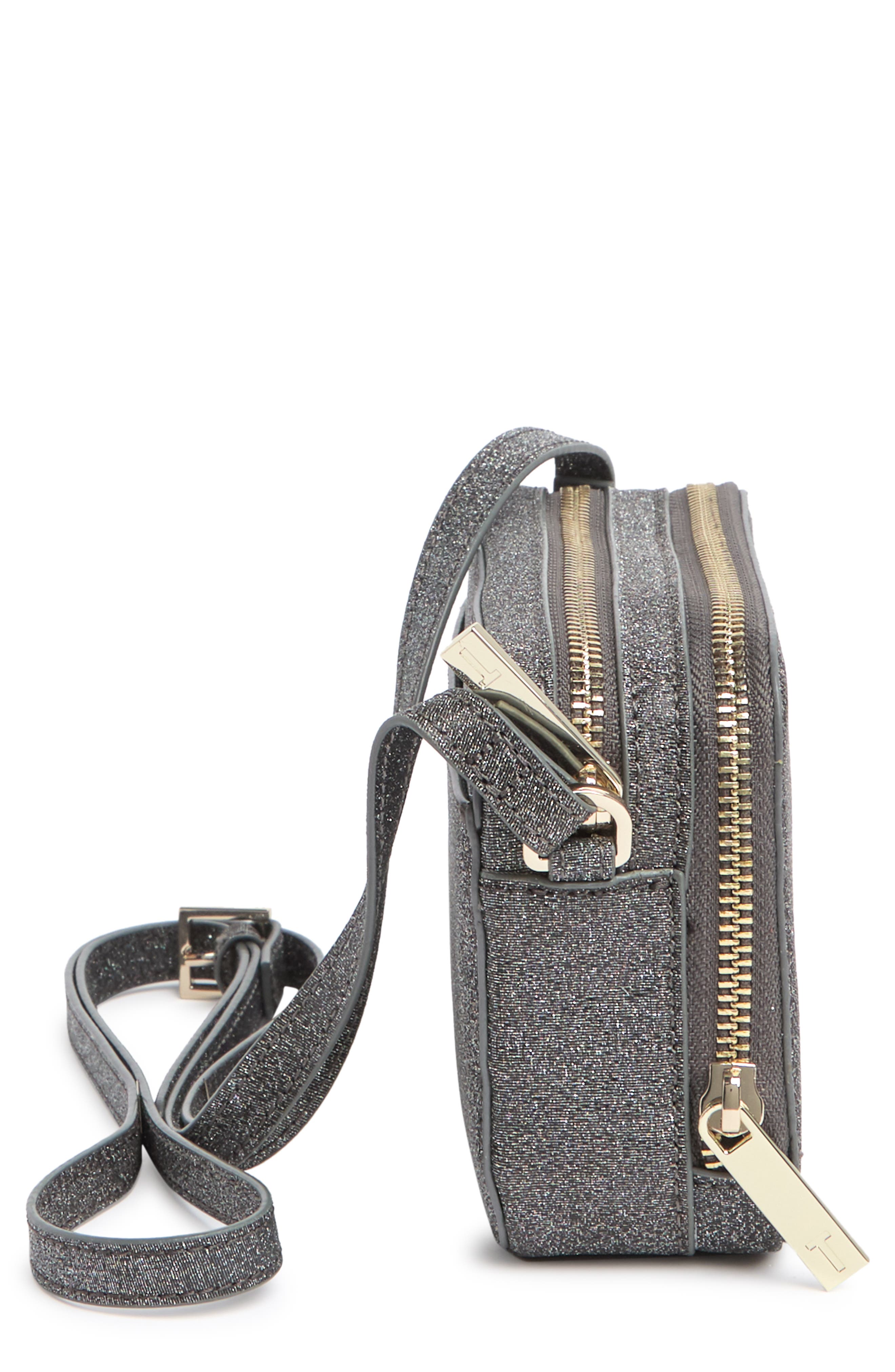 Stina Embossed Faux Leather Crossbody Bag, Alternate, color, BLACK NOIR