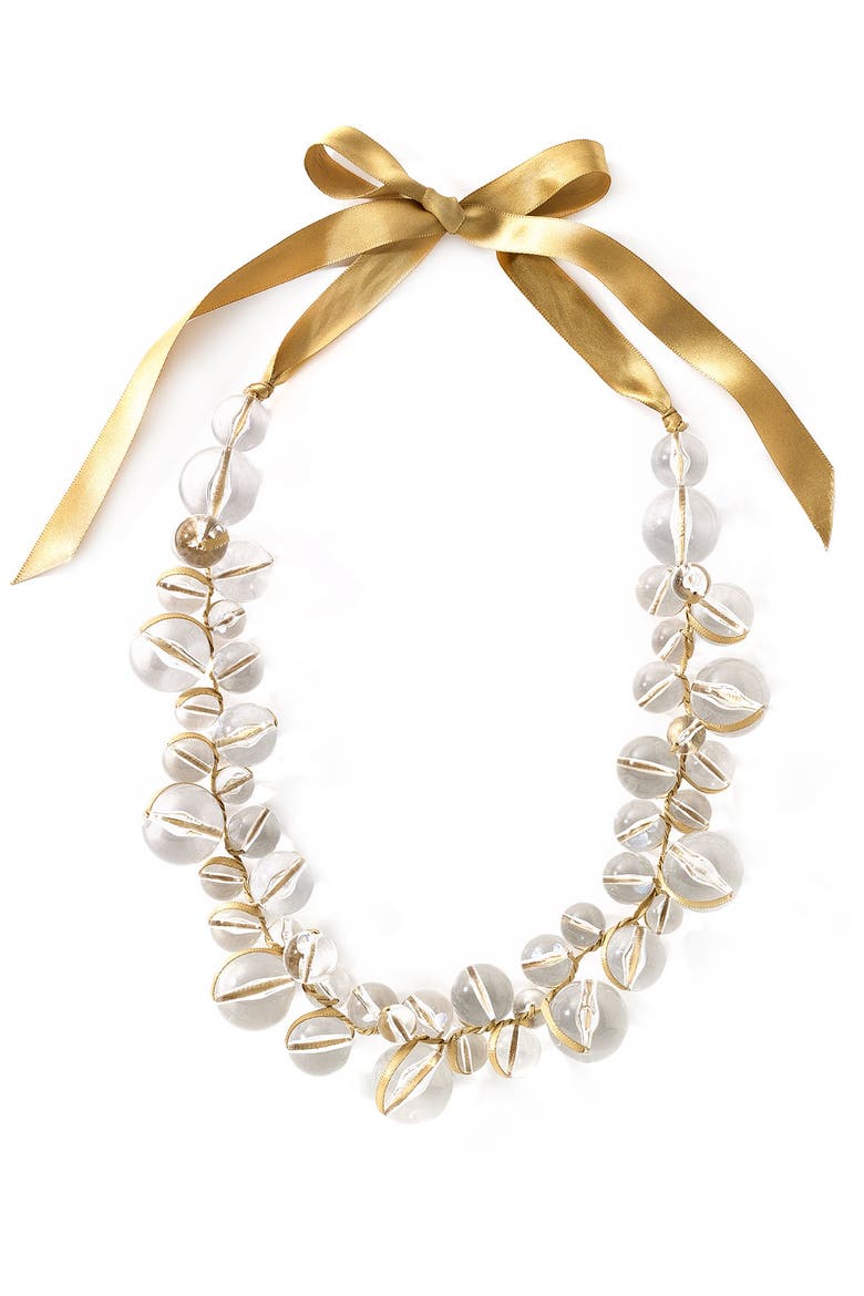 Bauble Necklace, Main, color, CLEAR / GOLD RIBBON