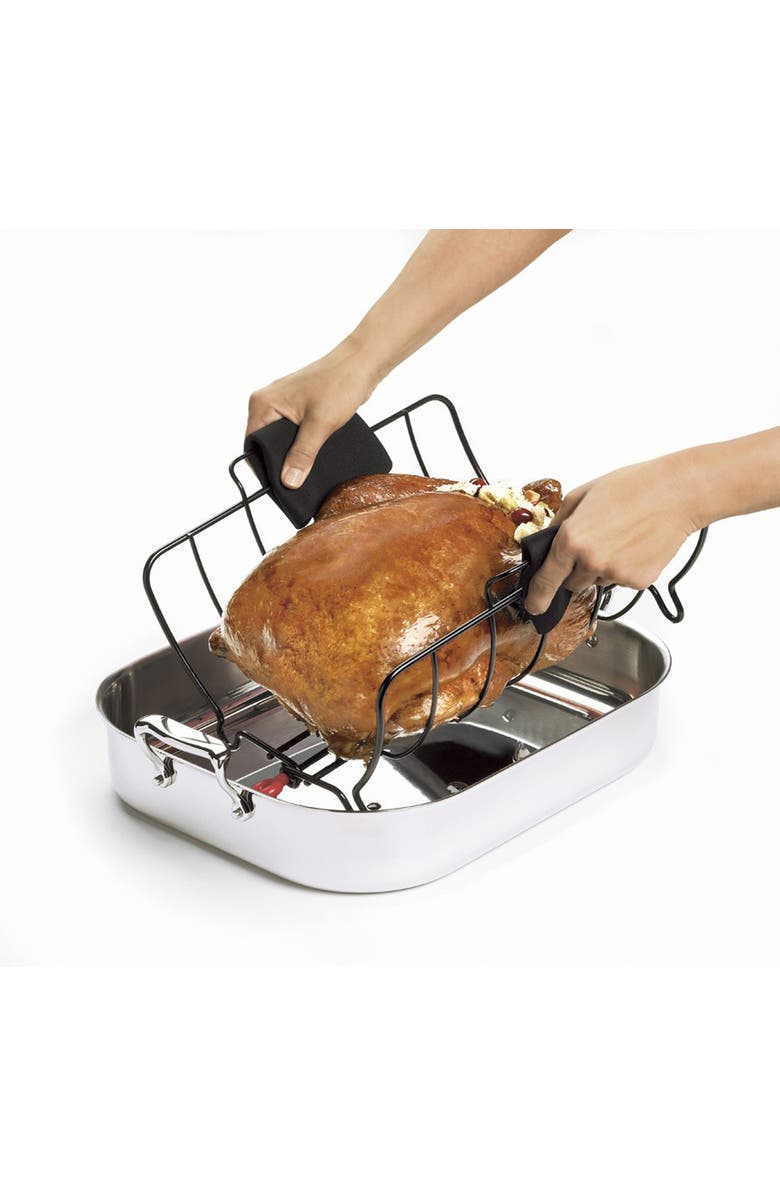 CUISIPRO Roast & Serve Non-Stick Turkey and Poultry Roasting Rack, Alternate, color, Black