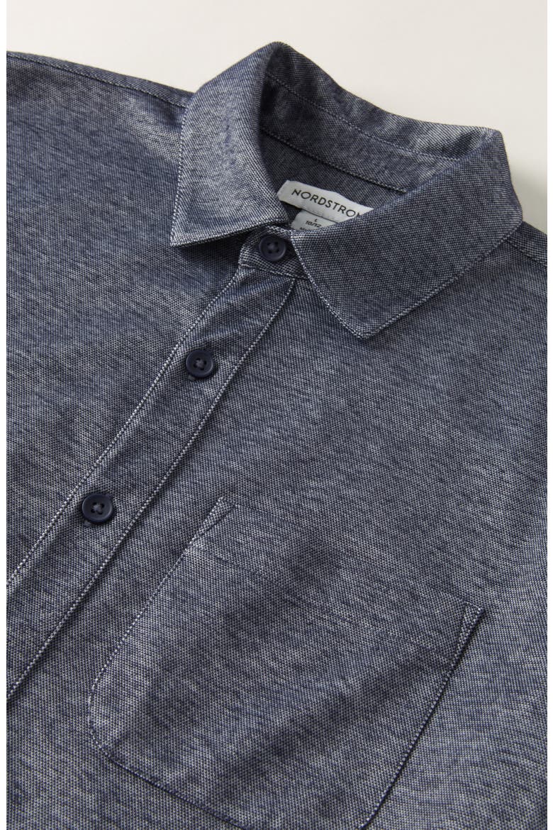 Kids' Short Sleeve Knit Button-Up Shirt, Alternate, color, NAVY PEACOAT