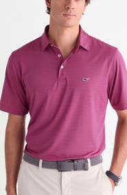vineyard vines Stripe Sankaty Short Sleeve Performance Polo