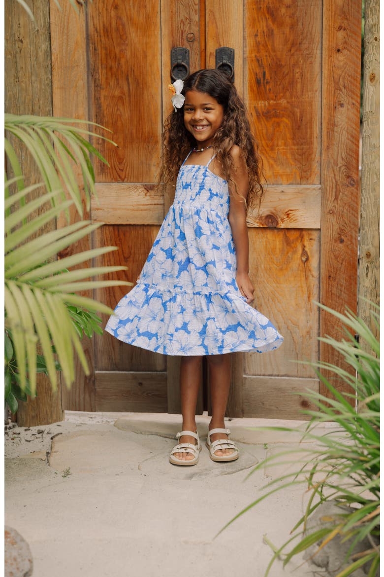 Kids' Floral Cotton Sundress, Alternate, color, MARINA BLUE