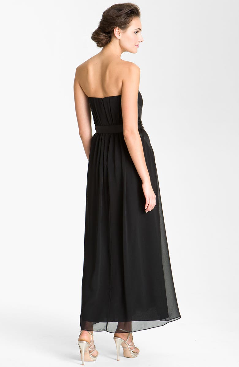 Donna Morgan Strapless Satin Inset Chiffon Gown, Alternate, color, 