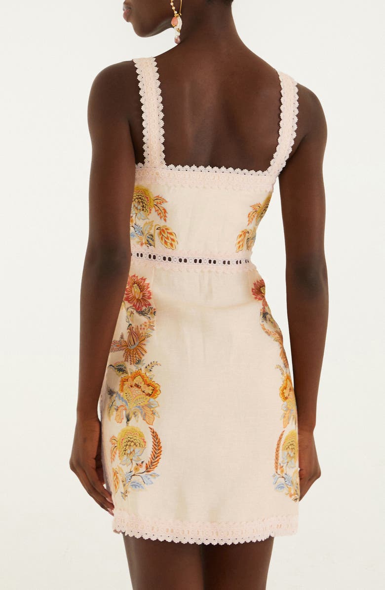 FARM Rio Ligia Linen Button Front Minidress, Alternate, color, Pink