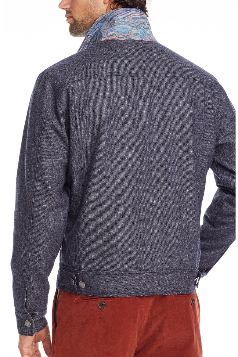 Slim Fit Solid Trucker Jacket, Alternate, color, NAVY