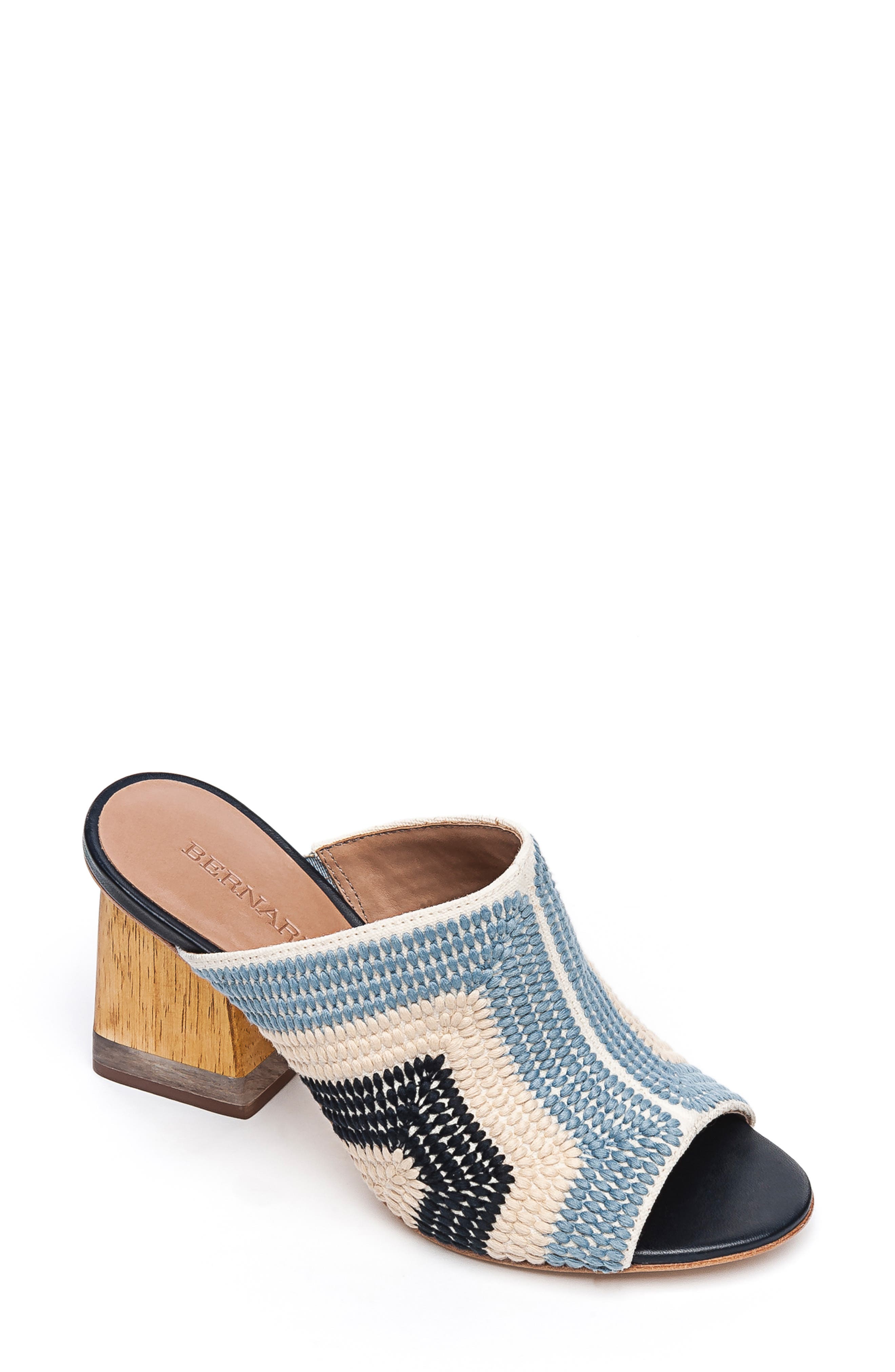 Bernardo Noelle Slide Sandal, Main, color, BLUE/ CREAM/ NAVY FABRIC