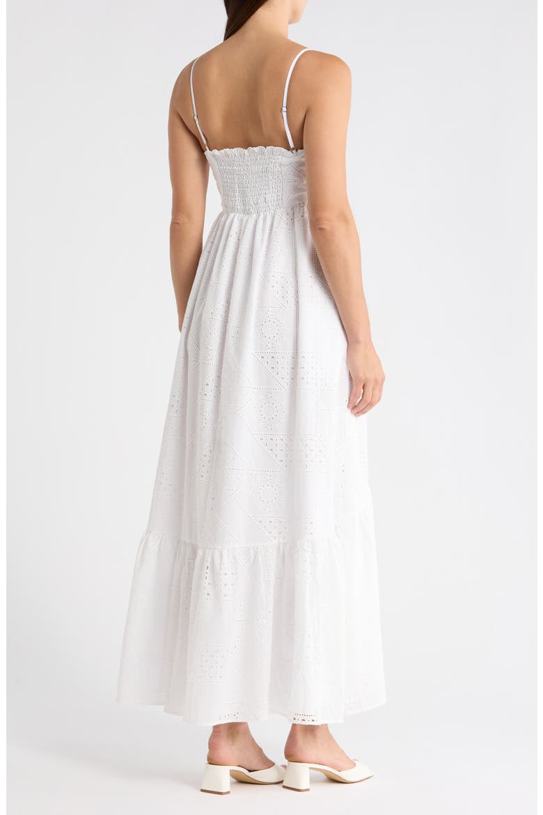 Eyelet Empire Waist Cotton Midi Dress, Alternate, color, ULTRA WHITE