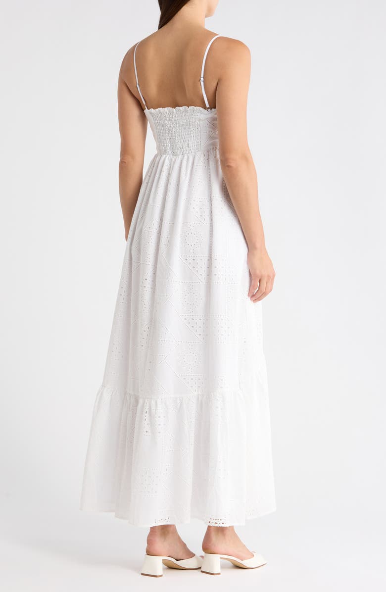 1.STATE Eyelet Empire Waist Cotton Midi Dress, Alternate, color, Ultra White