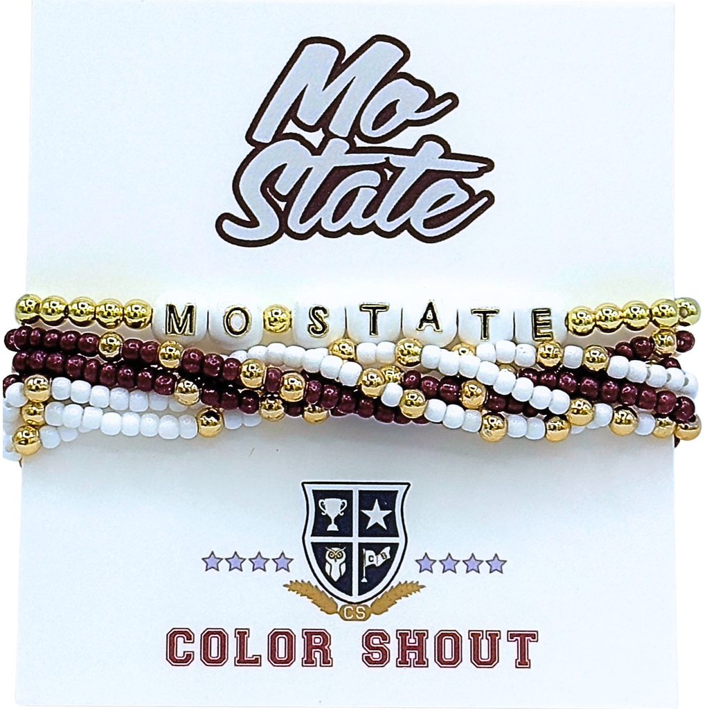 Color Shout Missouri State Lucky 7 Bracelet Set In Gold