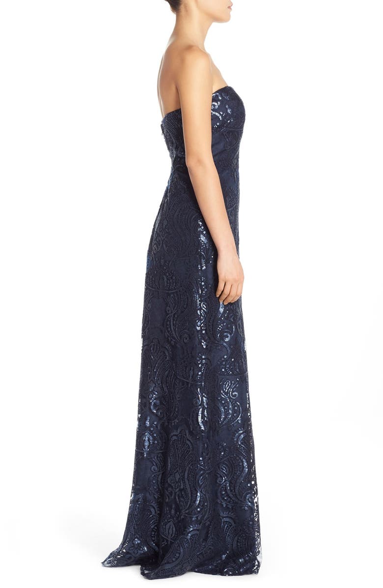 Jenny Yoo Sadie Sequin Lace Strapless A-Line Gown, Alternate, color, 