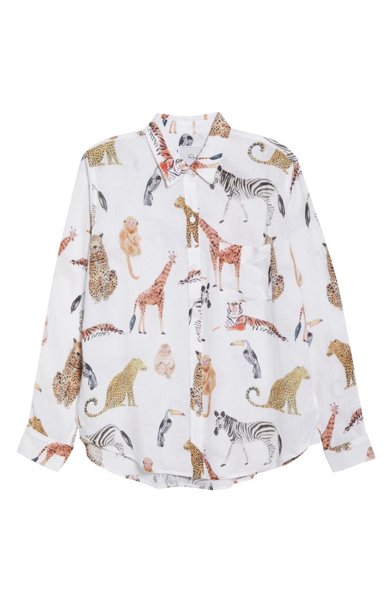 Rails Charli Linen Blend Button-Up Shirt, Alternate, color, Jungle Animals