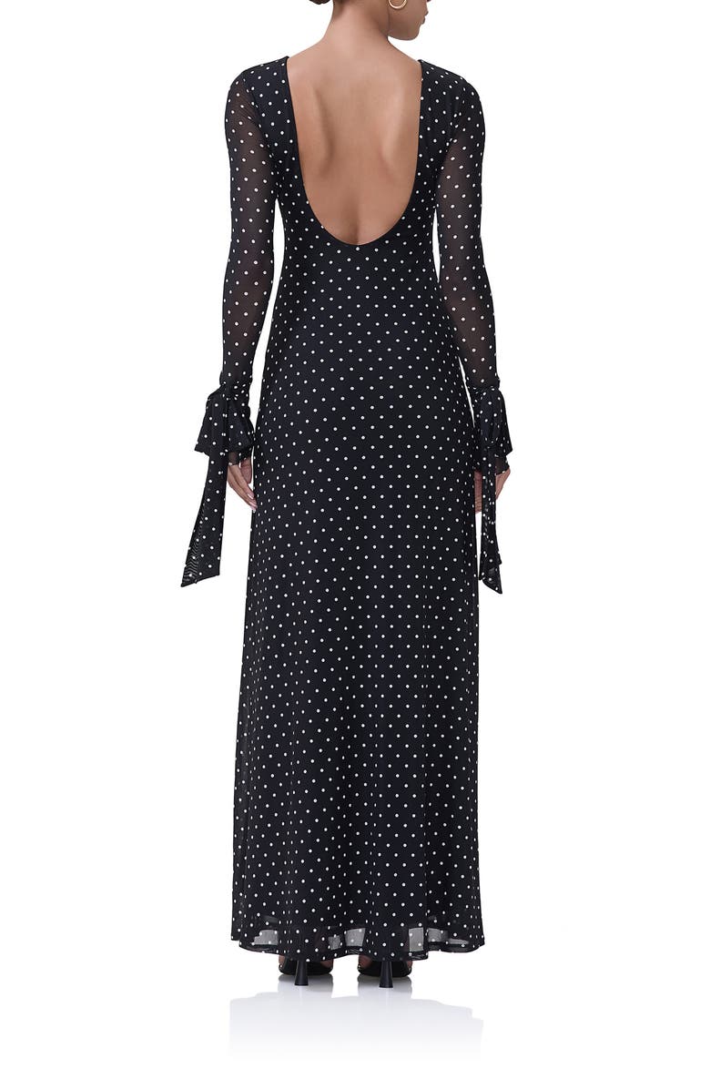 AFRM Marion Tie Cuff Long Sleeve Backless Mesh Maxi Dress, Alternate, color, 
