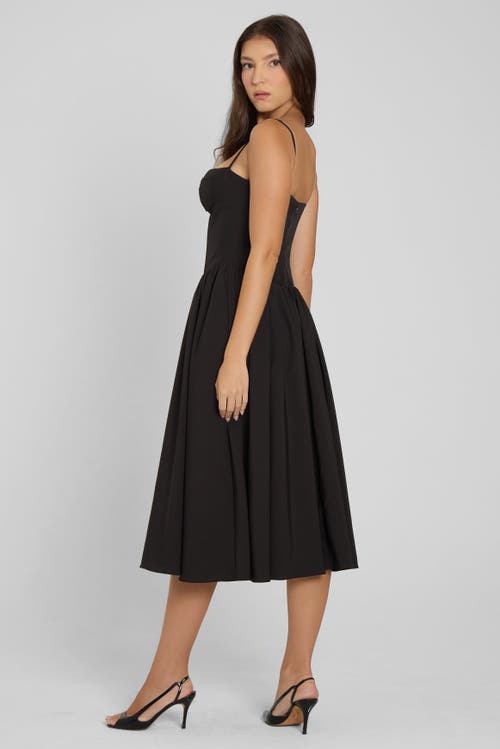 Leau Ballerina Bustier Midi Dress In Black