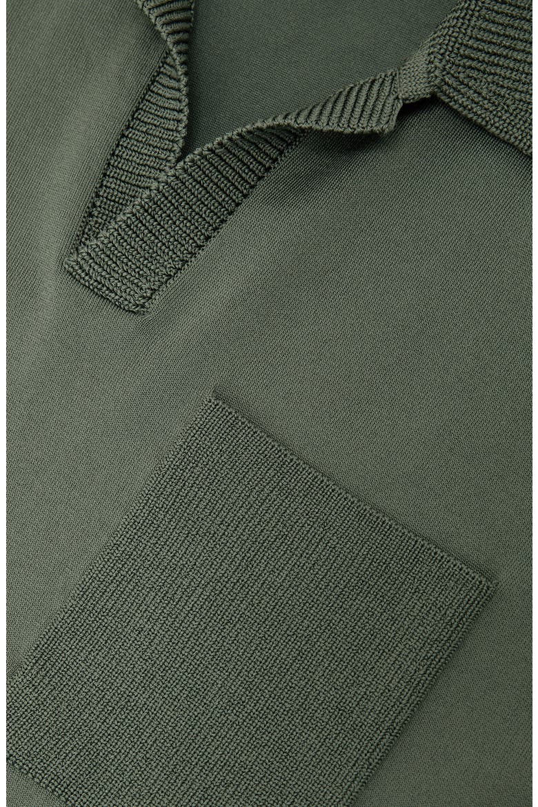 Warton Oversize Johnny Collar Pocket Polo, Alternate, color, STEEL GREEN