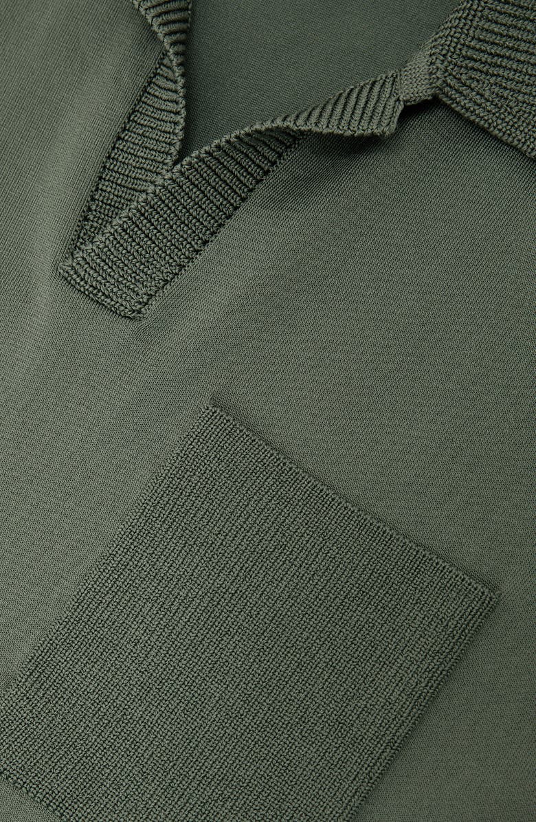 Reiss Warton Oversize Johnny Collar Pocket Polo, Alternate, color, Steel Green