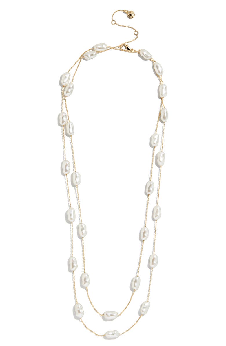 BaubleBar Teagan Station Necklace, Alternate, color, Pearl