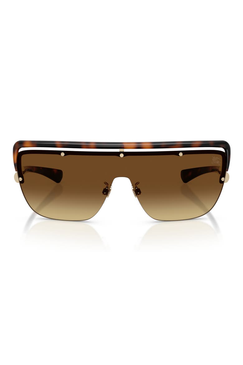 144m Rectangular Shield Sunglasses, Main, color, DARK HAVANA / BROWN GRADIENT