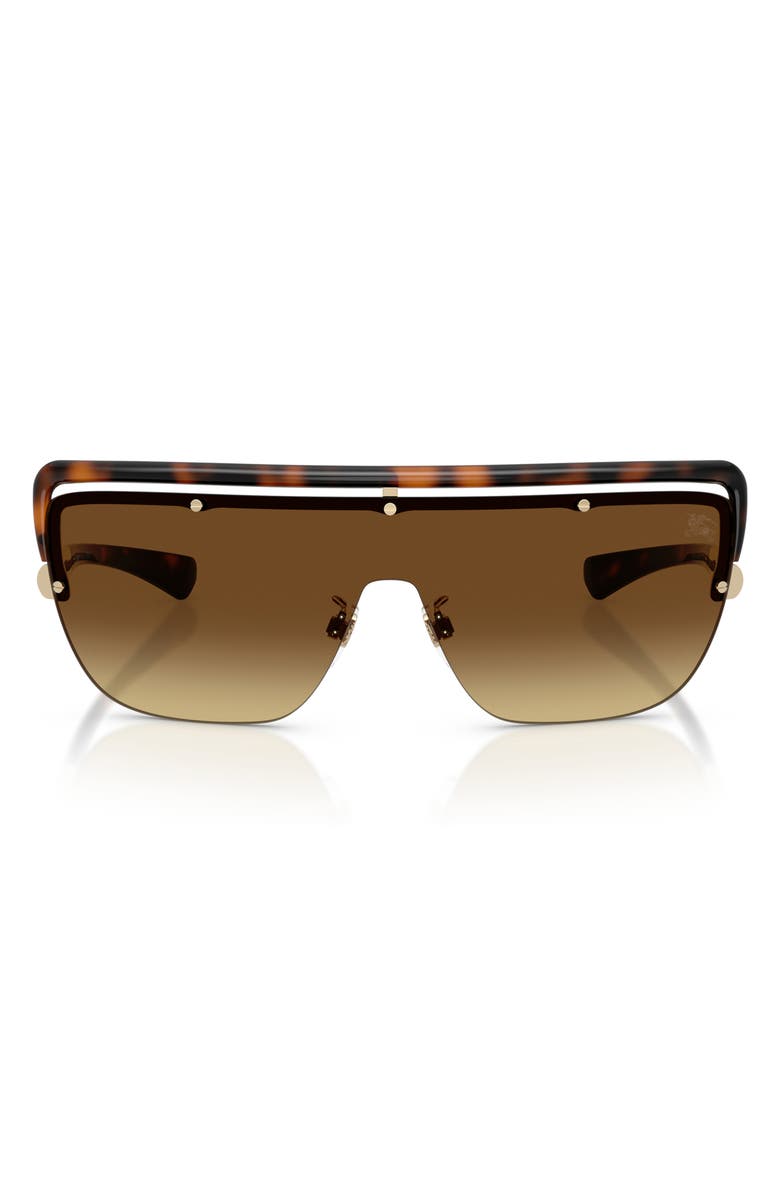 Burberry 144m Rectangular Shield Sunglasses, Main, color, Dark Havana / Brown Gradient