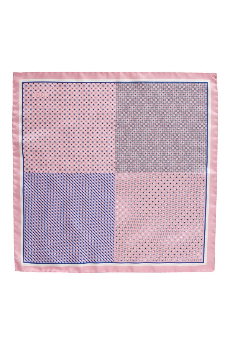 Quadrant Silk Pocket Square, Alternate, color, PINK/ RED