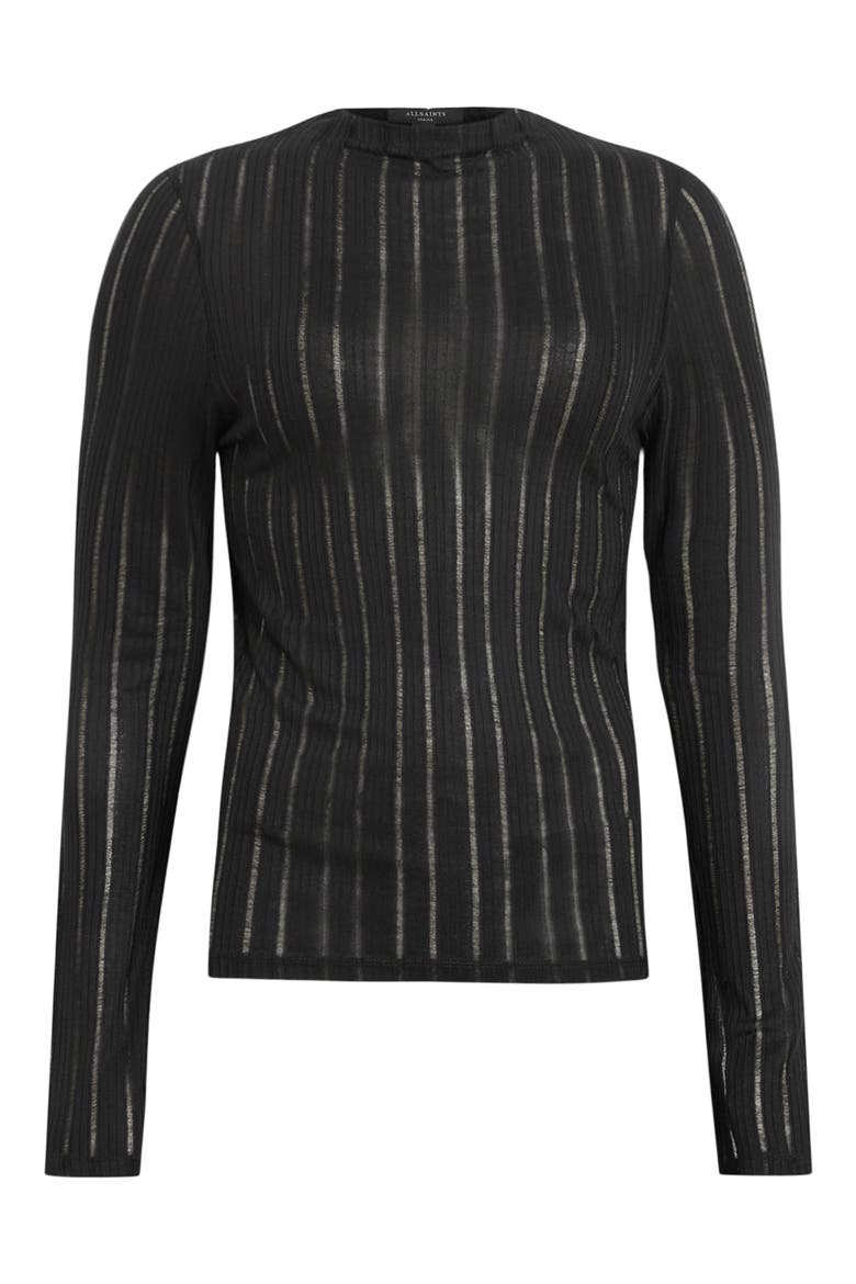 Aki Sheer Stripe Long Sleeve T-Shirt, Alternate, color, BLACK