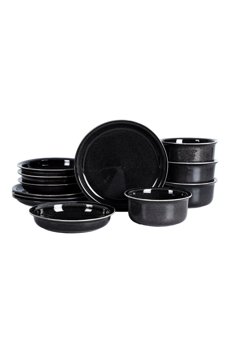 Stone Lain Slate Stoneware 12-Piece Dinnerware Set, Main, color, Black