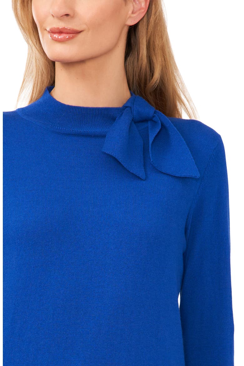 Tie Mock Neck Cotton Blend Sweater, Alternate, color, DEEP ROYAL BLUE