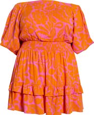 SUGARLIPS Kaci Floral Bea Off the Shoulder Long Sleeve Minidress