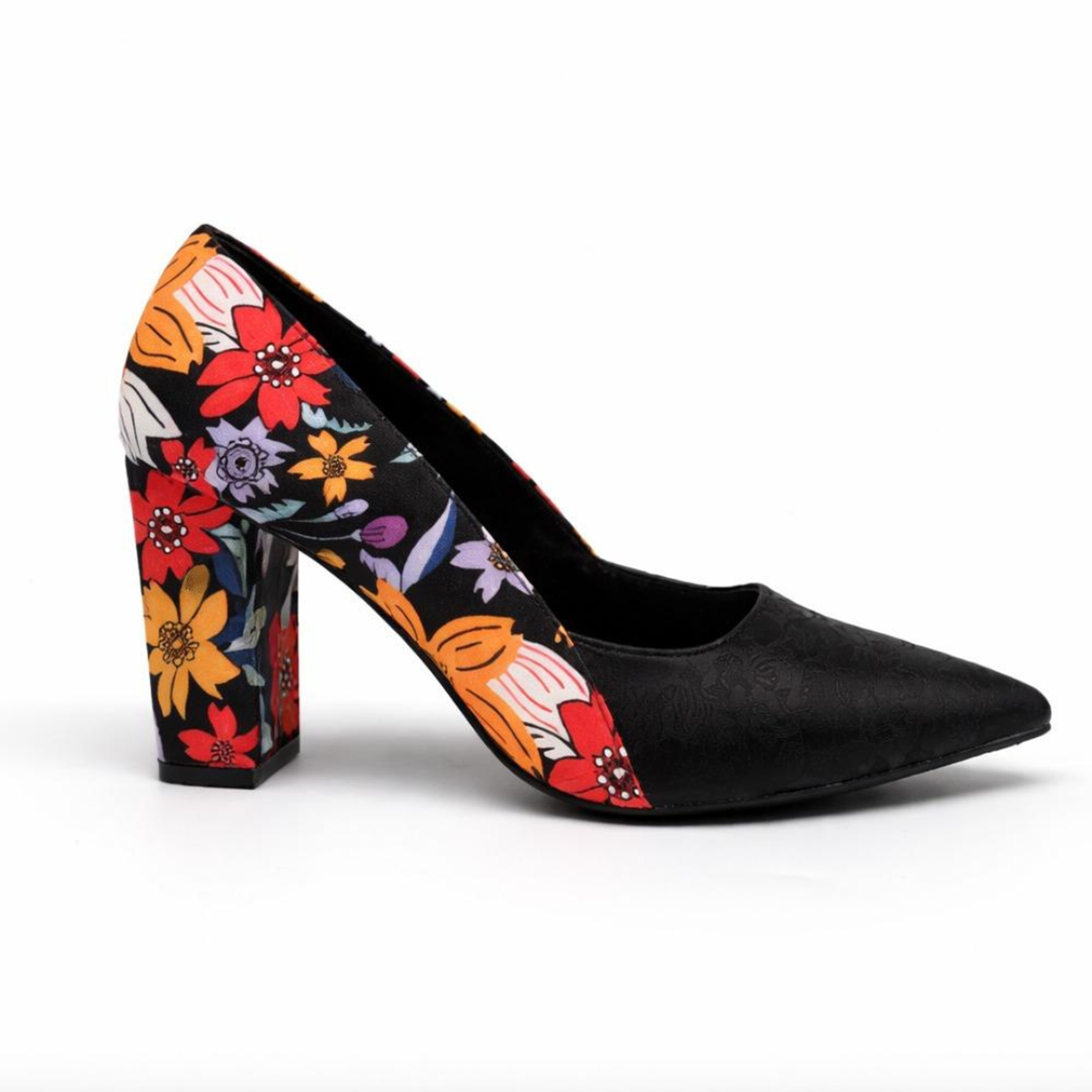 Florence Block Heels, Alternate, color, Floral Black