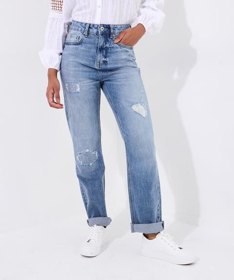 Distressed Mom Jeans (Plus)