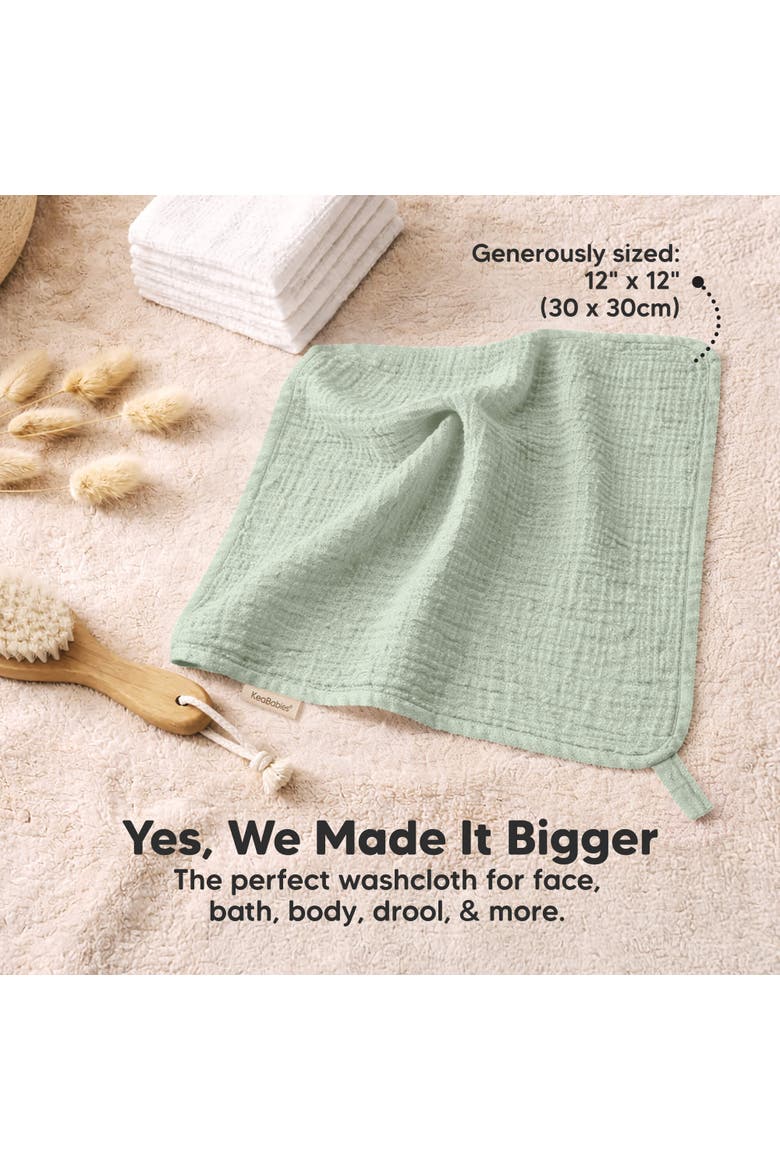 5-Pack Lyra Muslin Baby Washcloths, Alternate, color, Sage