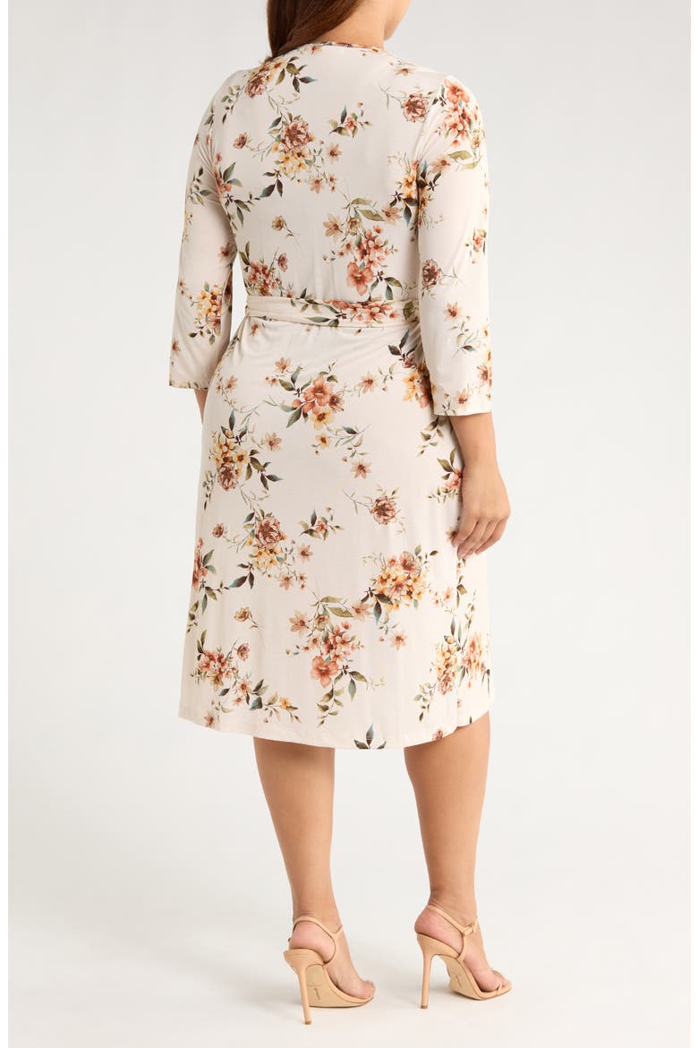 Floral Long Sleeve Jersey Wrap Dress, Alternate, color, IVORY