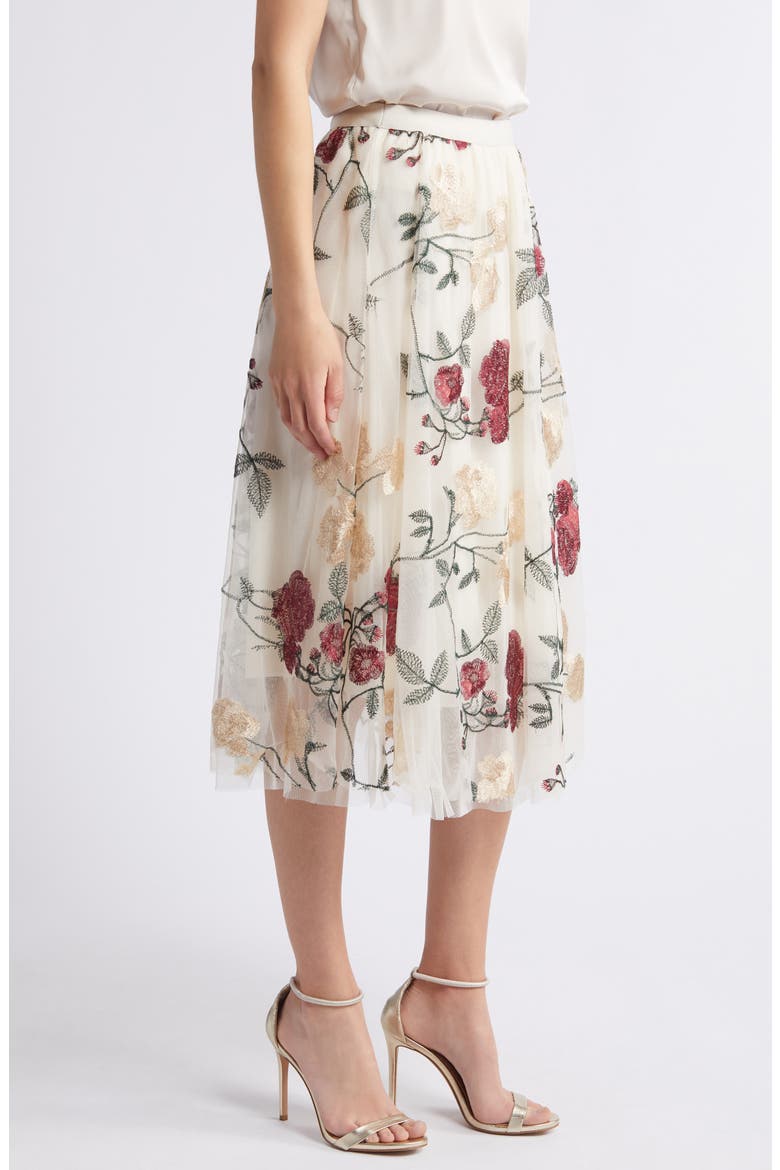 Virginia Floral Midi Skirt, Alternate, color, IVORY