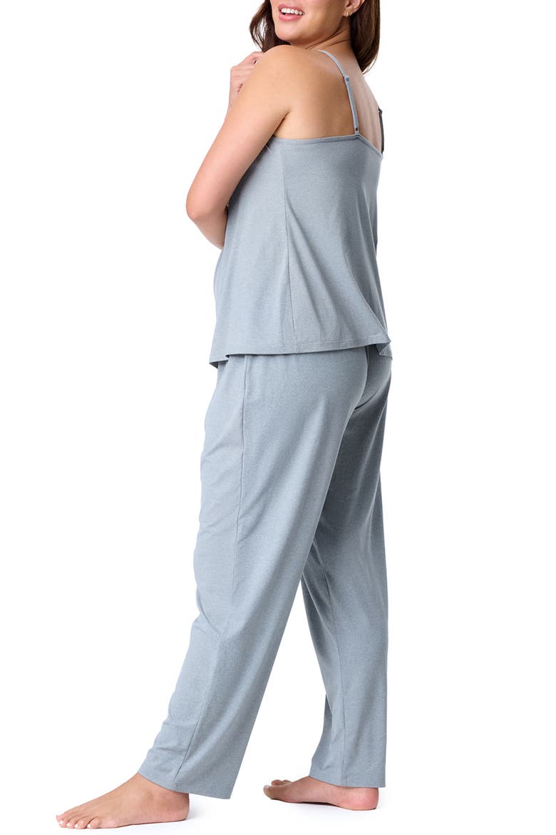 Motherhood Women's Maternity Sleeveless Swing Nursing Cami with Foldover Waistband Pant Sleep Set, Alternate, color, Grey