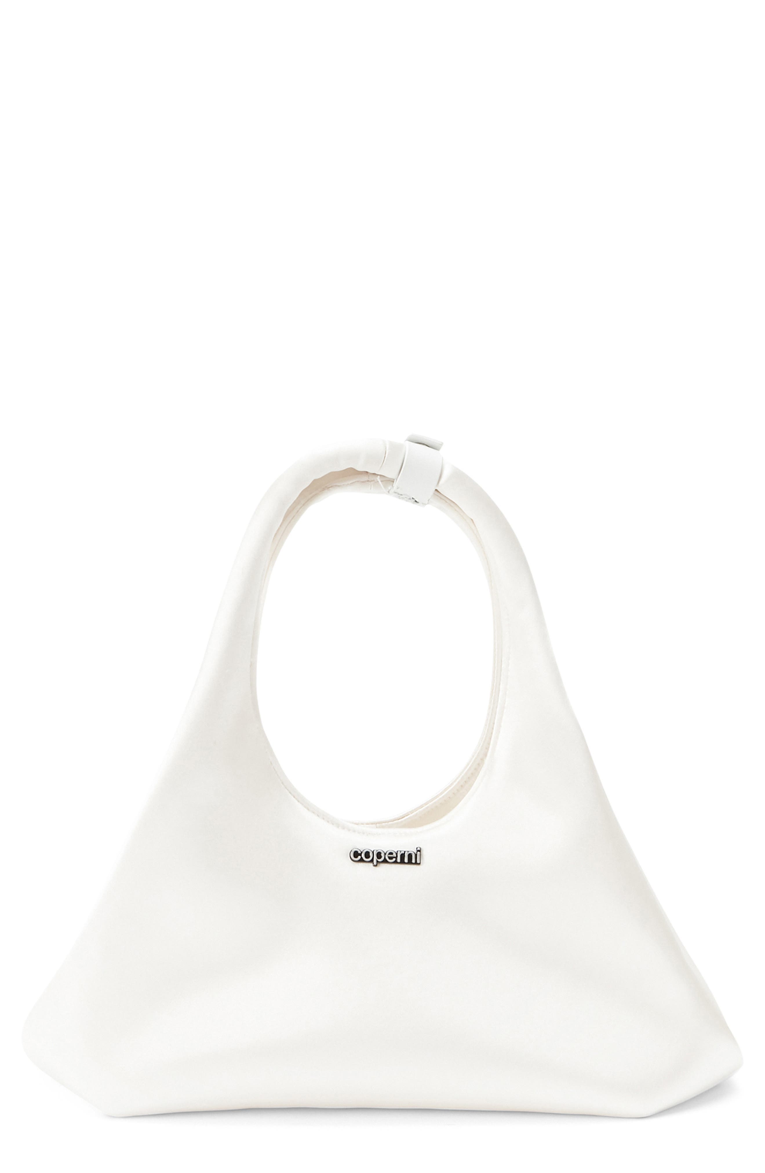 Coperni Mini Folded Satin Tote, Main, color, White/ White