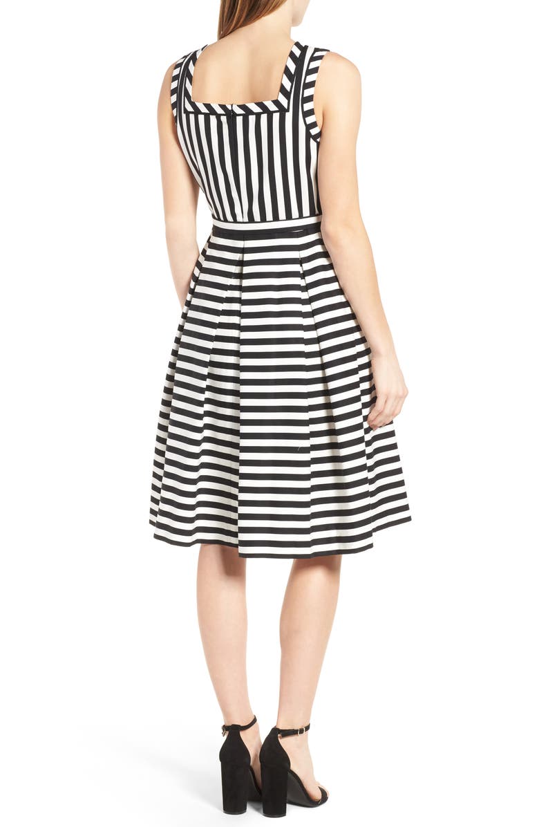 ZDNU ANNE KLEIN NEW YORK Anne Klein Stripe Fit & Flare Dress, Alternate, color, 