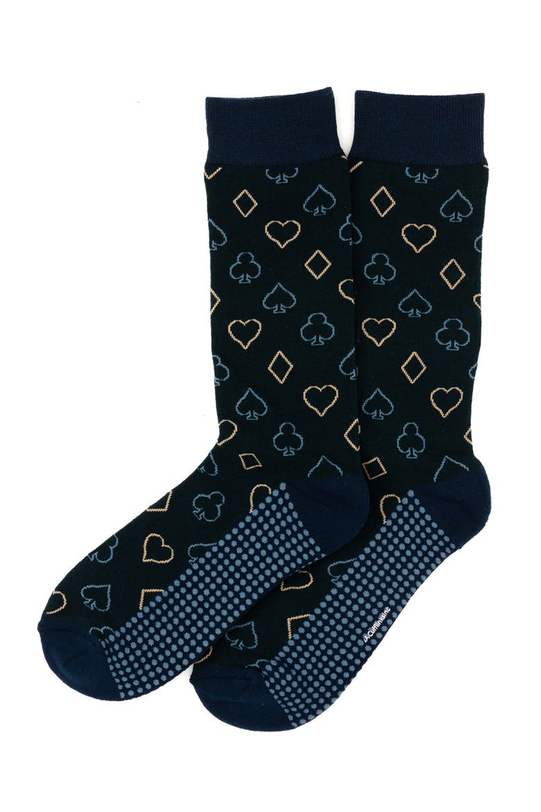 Card Suits Casino Crew Socks, Alternate, color, BLUE