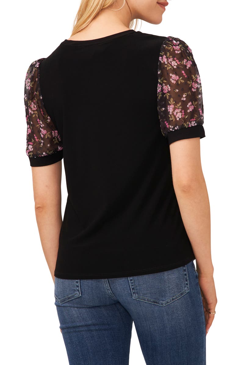 CeCe Embroidered Puff Sleeve Top, Alternate, color,