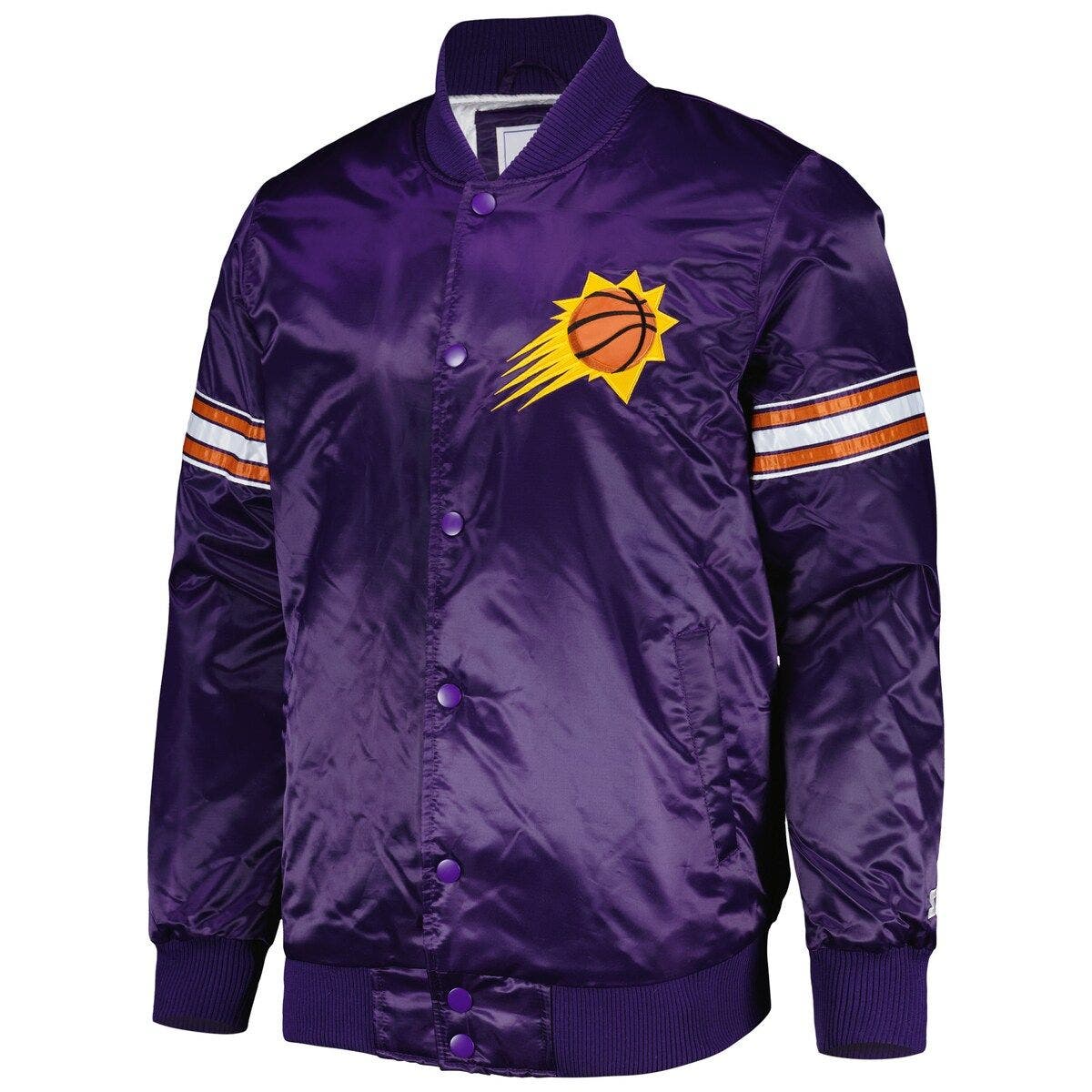 Men's Starter Purple Phoenix Suns Pick & Roll Satin Full-Snap Varsity Jacket - image 2