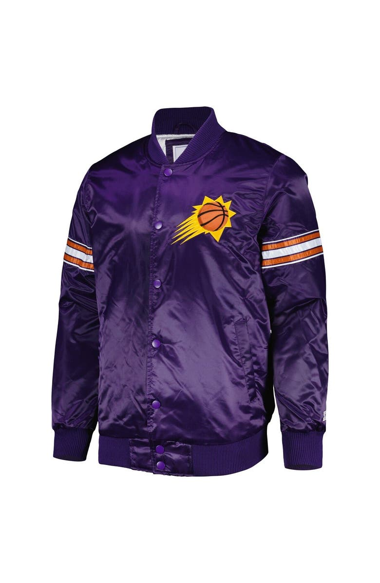 STARTER Men's Starter Purple Phoenix Suns Pick & Roll Satin Full-Snap Varsity Jacket, Alternate, color, Purple