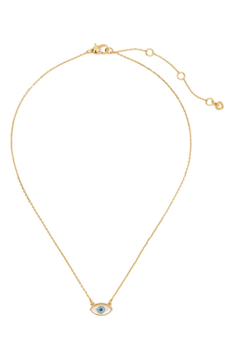 Kate Spade New York all seeing mother-of-pearl mini pendant necklace, Main, color,