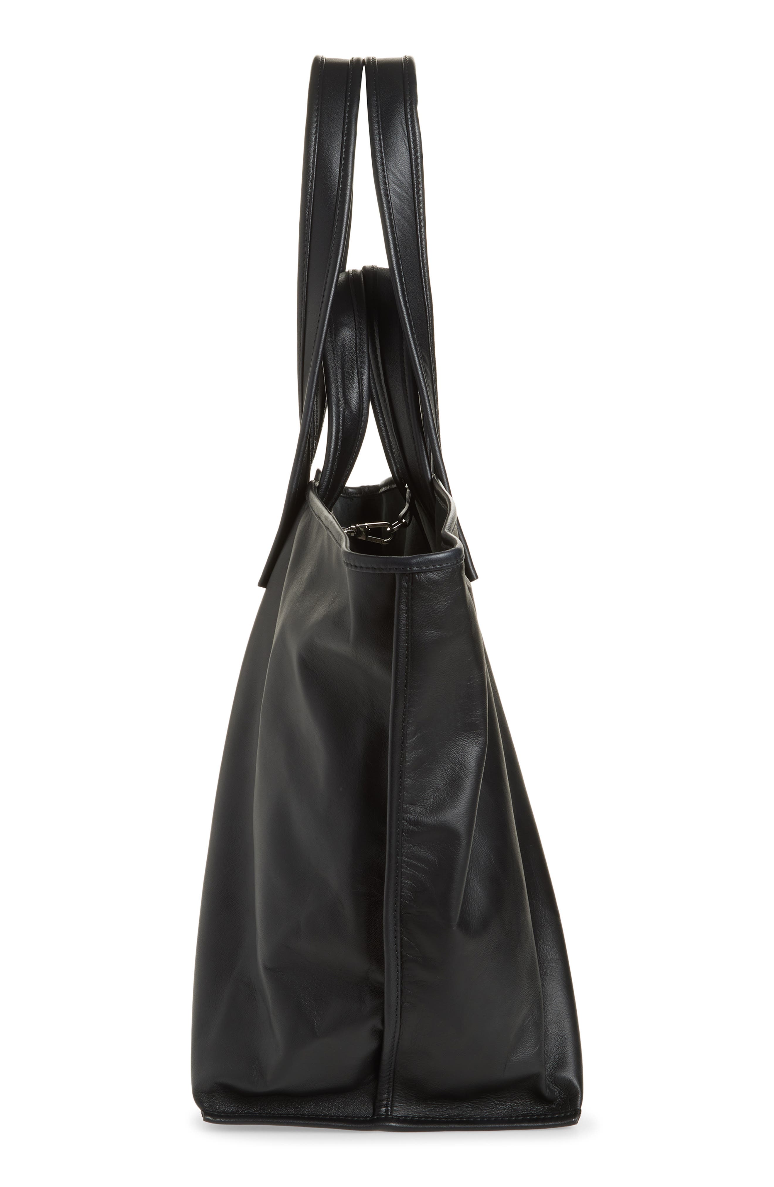 KASSL Lamskin Leather Tote, Alternate, color, Black