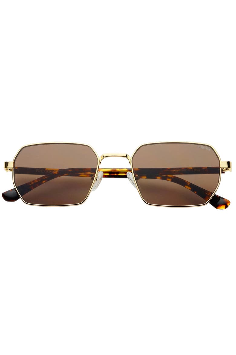Superior Rectangular Unisex Sunglasses, Main, color, Gold / Brown