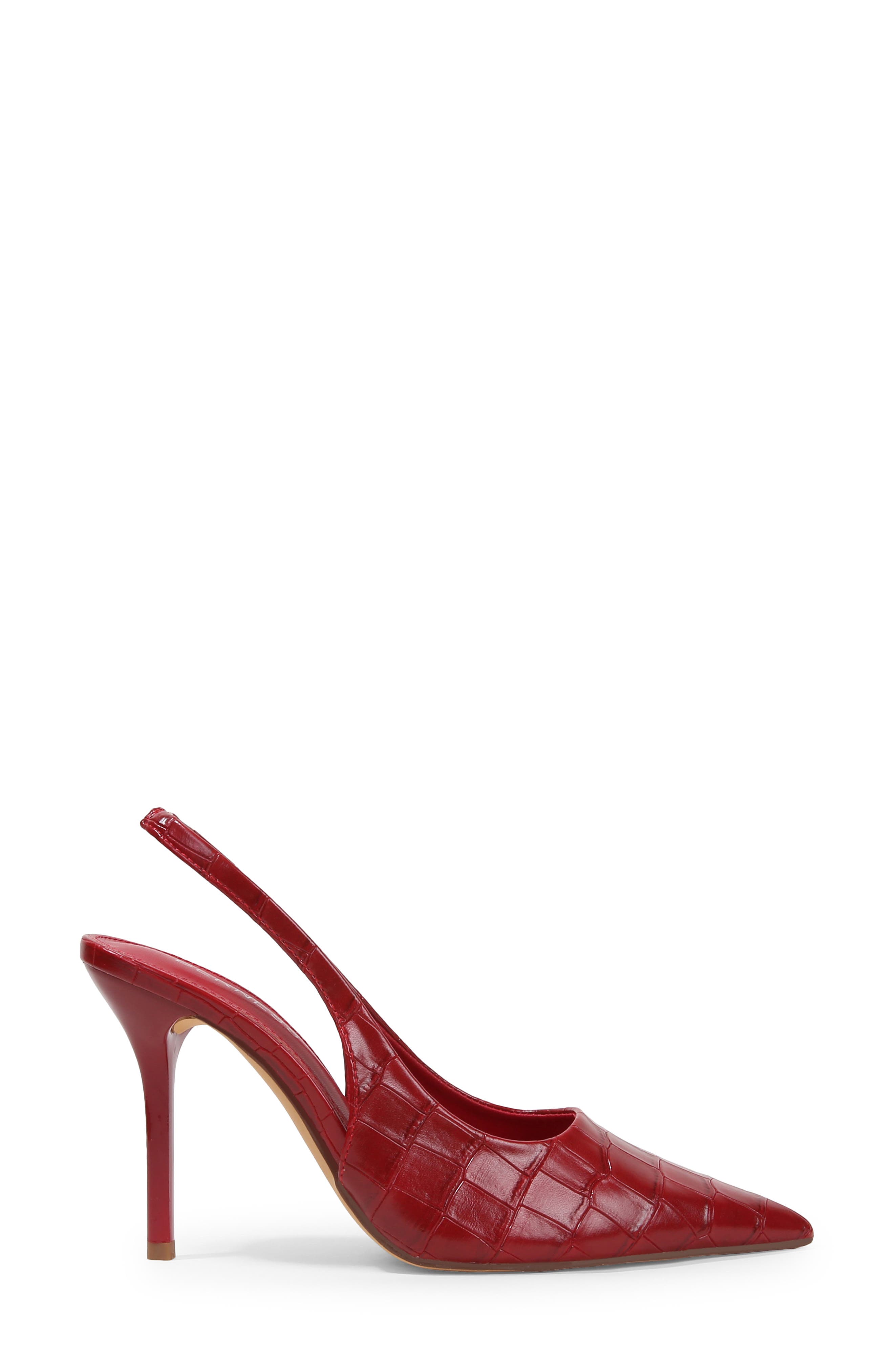 Carmine Croc Embossed Faux Leather Slingback Pump, Alternate, color, RED