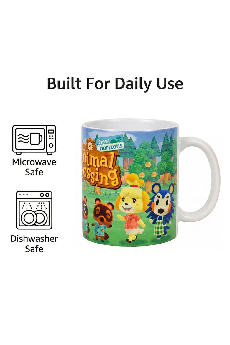 11 oz Animal Crossing New Horizons Lineup Ceramic Mug, Alternate, color, Green